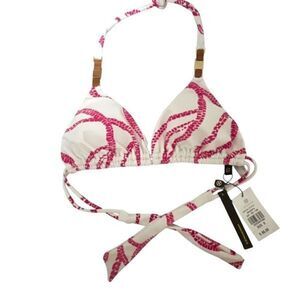 NWT VIX paulahermany White Magenta Print Bikini Top - Size D
